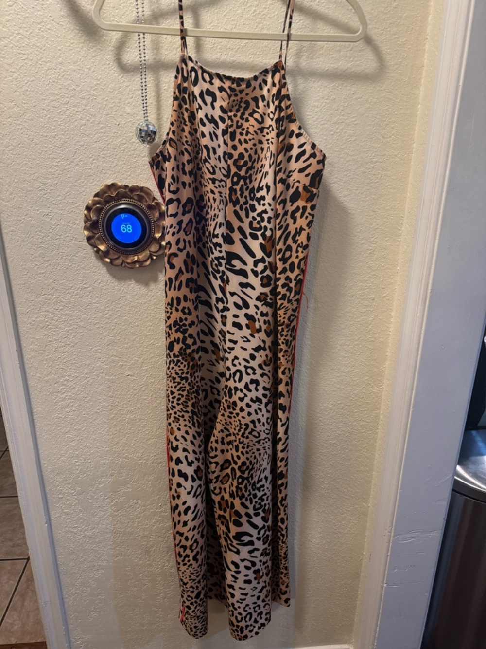 Beige by eci Animal Print Slip Dress in Tan and Black